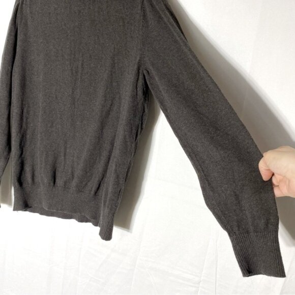 Eddie Bauer Brown Cotton Cashmere Knit Mock Neck Half Zip Pullover Sweater M - Picture 9 of 13